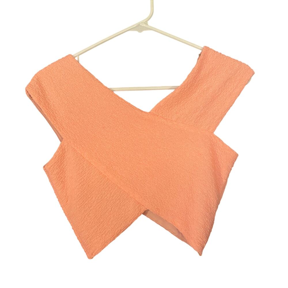 Route 3 Coral Pink Wrap Style Sleeveless Crop Top Women’s Medium